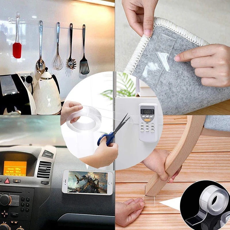 Reusable Nano Adhesive Tape Clear Double Sided Removable Transparent Alien Tape Anti-Slip Traceless for Home Supplie