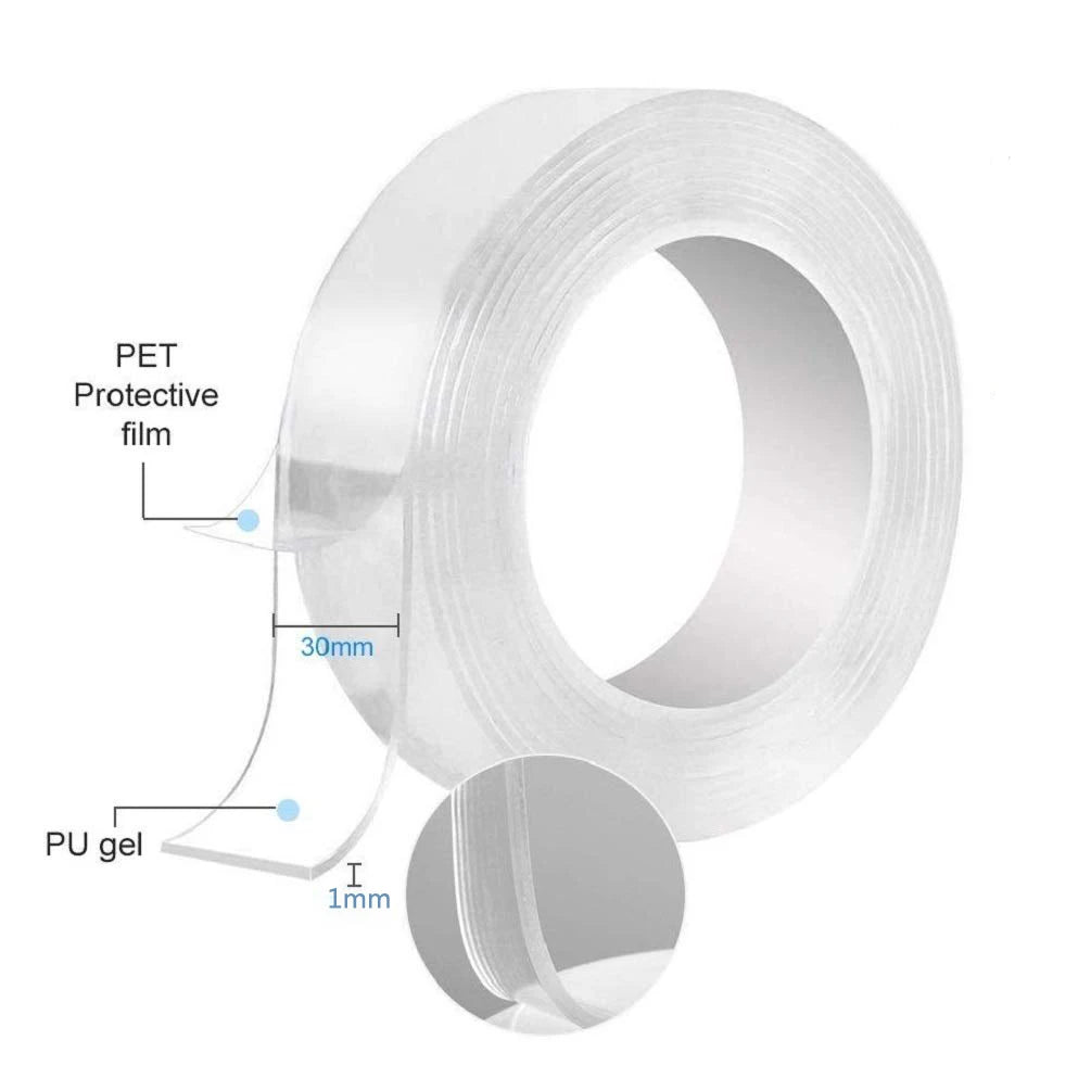 Reusable Nano Adhesive Tape Clear Double Sided Removable Transparent Alien Tape Anti-Slip Traceless for Home Supplie