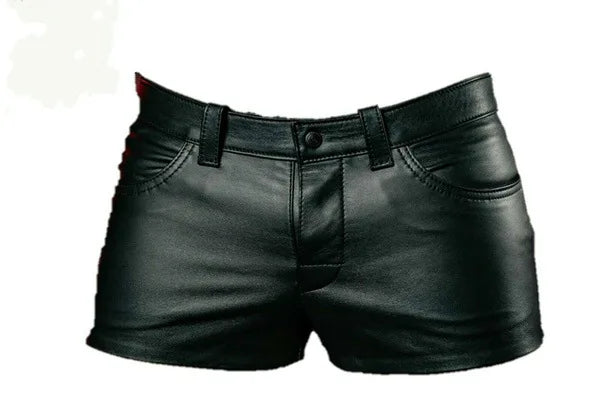 Men Shorts Solid Color Casual Mens Short PU Leather Pants Spring Summer Men Fashion Punk Style Black Shorts for Men