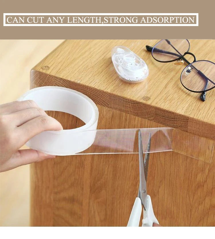 Reusable Nano Adhesive Tape Clear Double Sided Removable Transparent Alien Tape Anti-Slip Traceless for Home Supplie