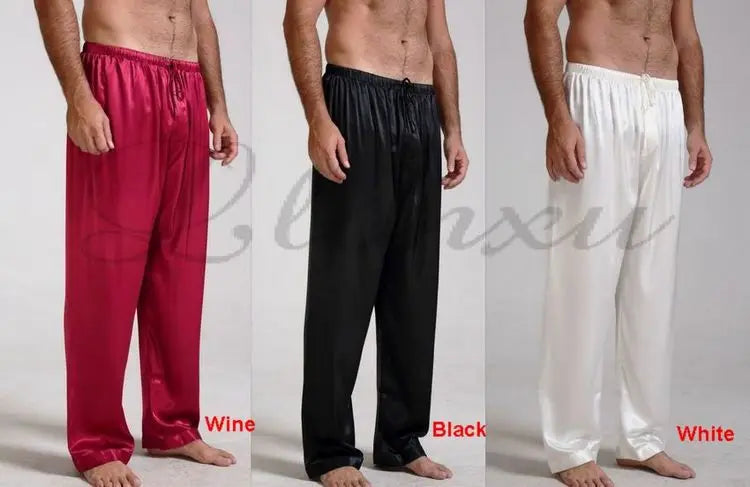 Mens Silk Satin Pajamas Pyjamas Pants Lounge Pants Sleep Bottoms Free p&p S~4XL Plus