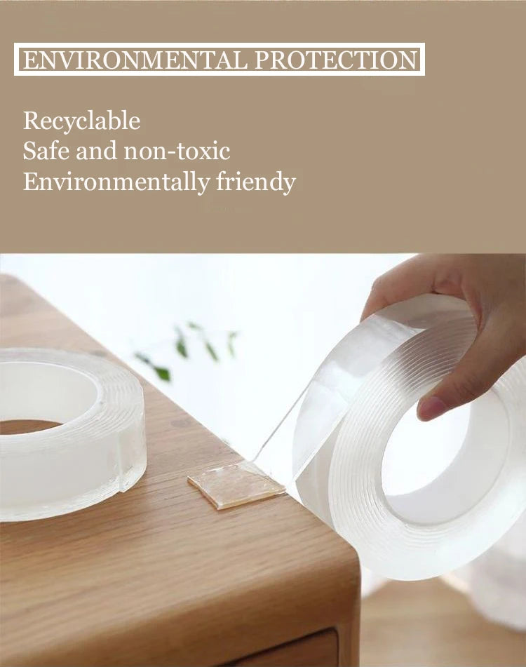 Reusable Nano Adhesive Tape Clear Double Sided Removable Transparent Alien Tape Anti-Slip Traceless for Home Supplie