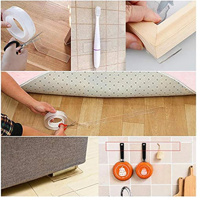 Reusable Nano Adhesive Tape Clear Double Sided Removable Transparent Alien Tape Anti-Slip Traceless for Home Supplie
