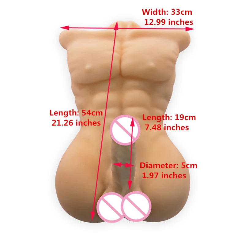 Realistic Male Torso for Women Men Gay Adult Masturbation Supplies Muscle Man Big Penis Sex Doll Toy Anal Dildo Buttplug Sexshop