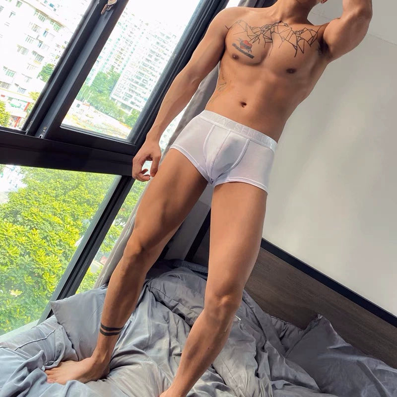 Modal Black and White Pouch Sexy and Breathable Boxer Briefs