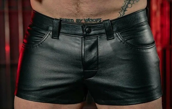 Men Shorts Solid Color Casual Mens Short PU Leather Pants Spring Summer Men Fashion Punk Style Black Shorts for Men