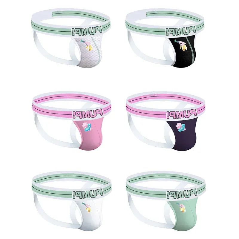 6Pcs New Arrival Cotton Soft Gay Men Sexy Underwear Thong Men Jockstrap Print Men&
