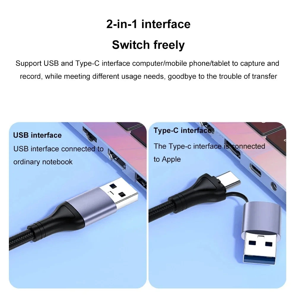 4K Type C USB 3.0/2.0 Video Capture Card 1080P 60fps HDMI to Type-C MS2130 Grabber Record for Switch Xbox PS4/5 Live Broadcast