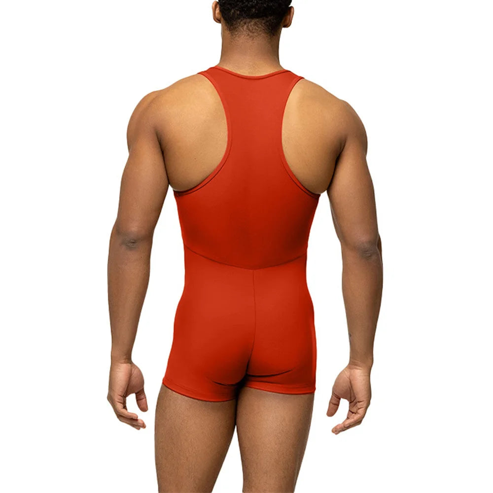 Mens Sports Tights Bodysuit Fitness Training Shaping Simple Home Gymnastics Suits Sexy Clothes Men&