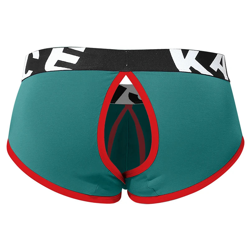 Men Underwear Open Front Back Boxers Breathable Solid Low Waist Underpants Soft and Comfortable Homme Shorts