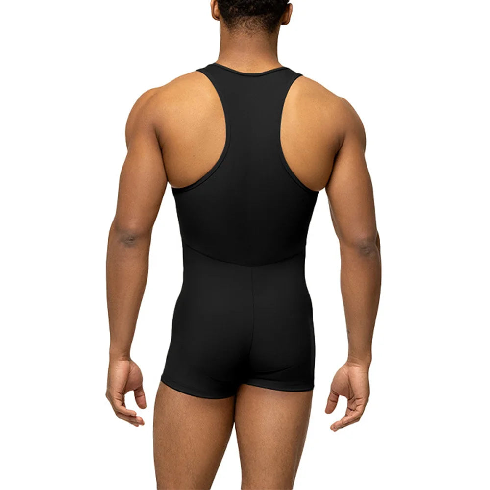Mens Sports Tights Bodysuit Fitness Training Shaping Simple Home Gymnastics Suits Sexy Clothes Men&