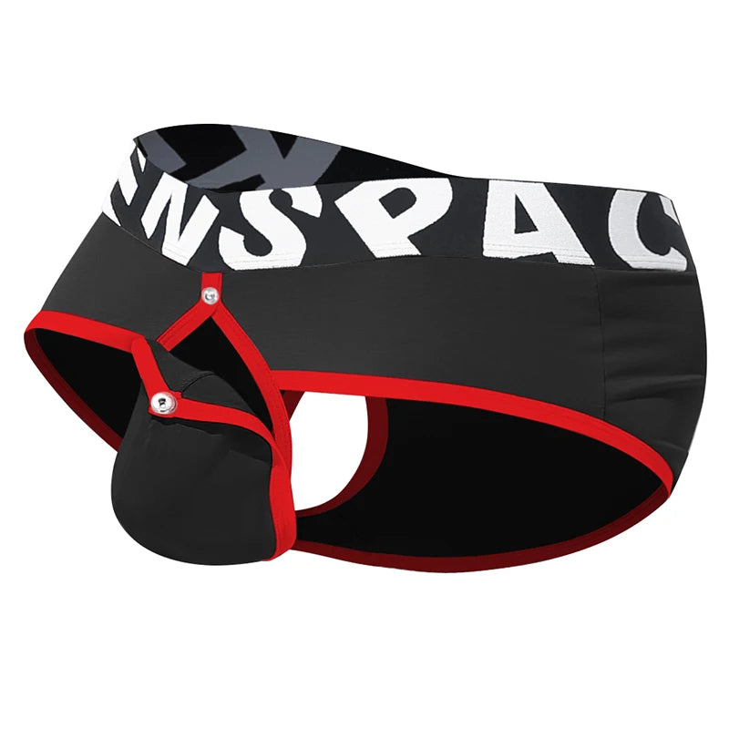 Men Underwear Open Front Back Boxers Breathable Solid Low Waist Underpants Soft and Comfortable Homme Shorts