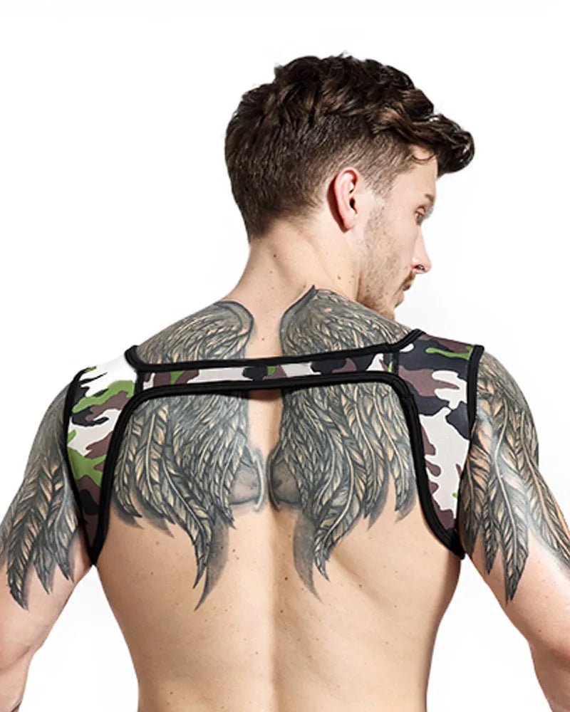 Neoprene Mens Body Chest Harness Lingerie Sexy Shoulder Bondage Straps Gay Clubwear Male Protective Gear Support Sexy Tank Top