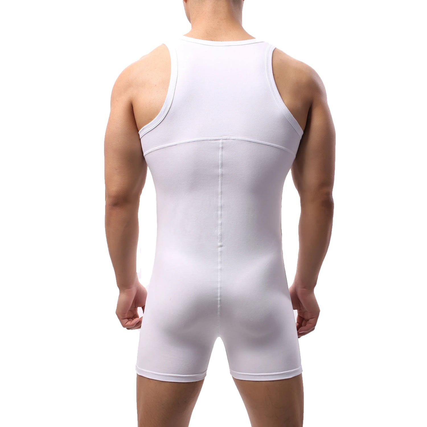 Mens Undershirts Cotton One-Piece Rompers Men Bodysuit Wrestling Singlet Sports Leotard Fitness Jumpsuits Boxer Shorts Underwear