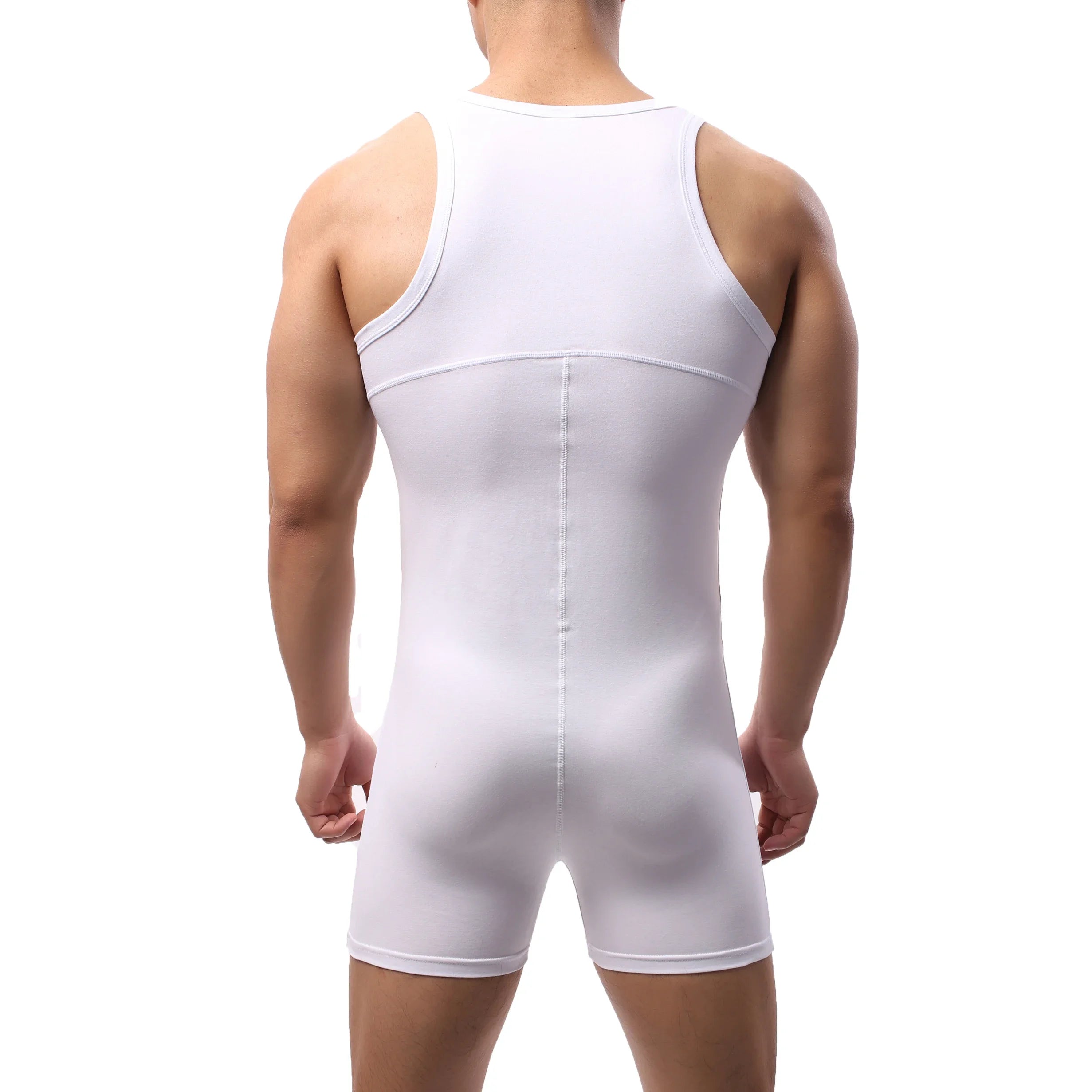Mens Undershirts Cotton One-Piece Rompers Men Bodysuit Wrestling Singlet Sports Leotard Fitness Jumpsuits Boxer Shorts Underwear