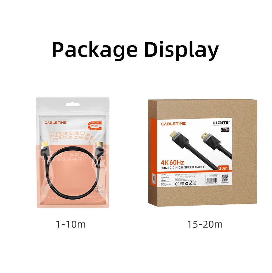 CABLETIME HDMI 2.0 Cable 4K 60HZ for PS4 TV Computer Projector Switch Box hdmi 4K 60hz cable Video Cable C515