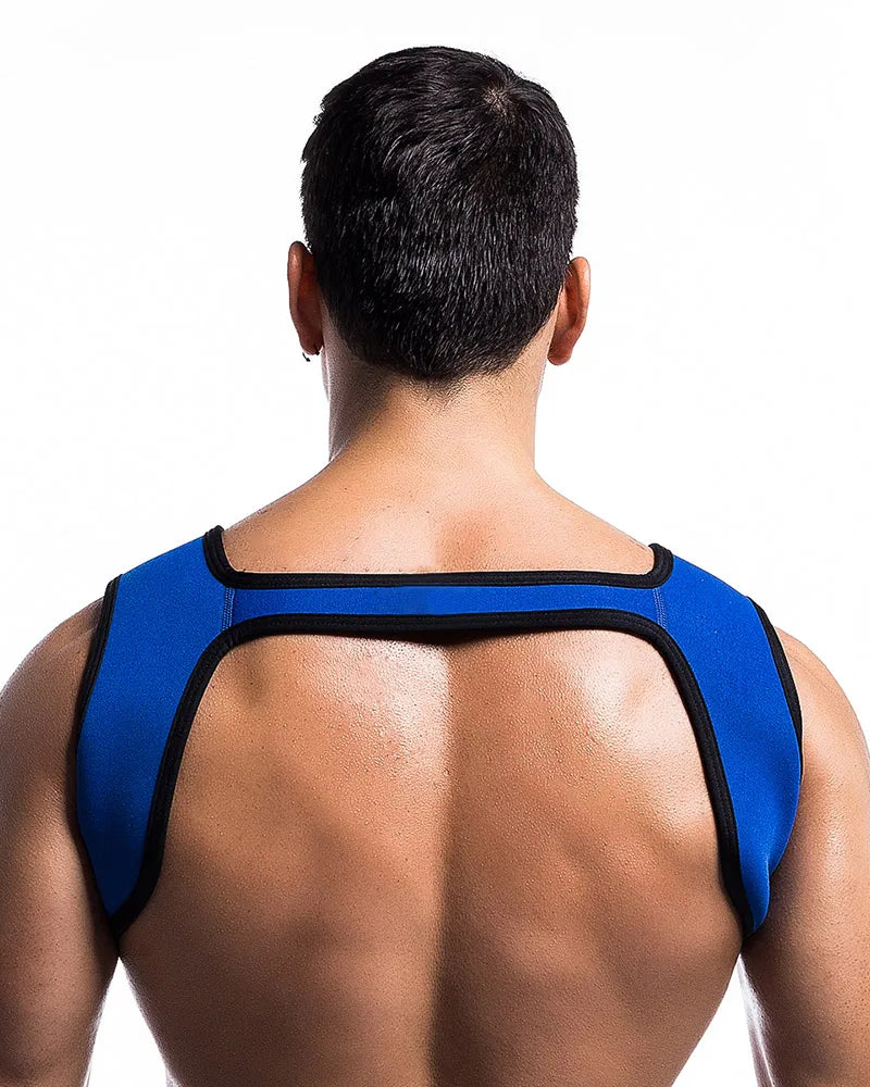 Neoprene Mens Body Chest Harness Lingerie Sexy Shoulder Bondage Straps Gay Clubwear Male Protective Gear Support Sexy Tank Top