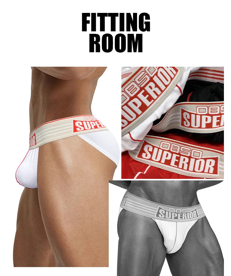 CMENIN 3pcs Cotton Mens Underwear Briefs High Cut Sexy Wide Waistband Men&