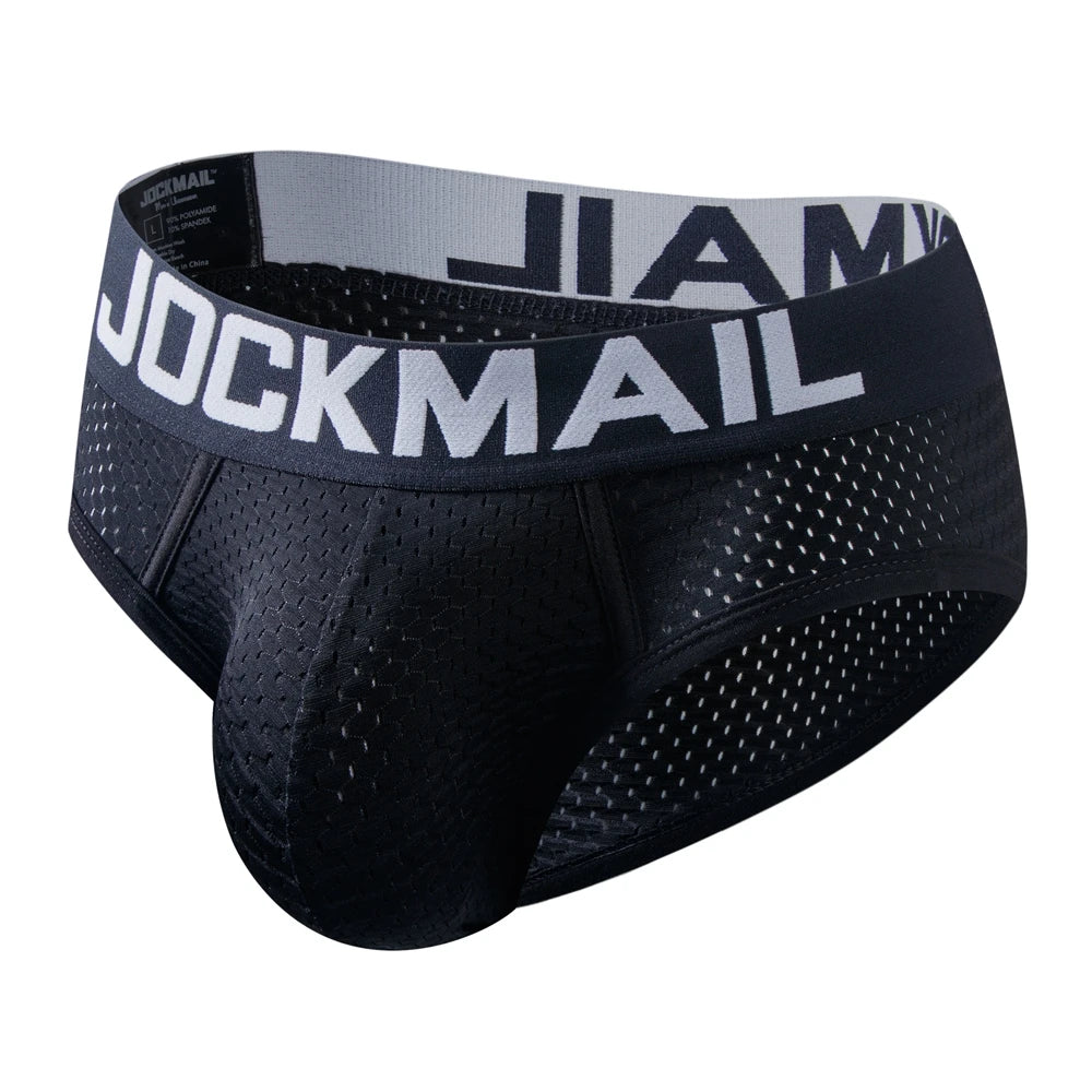 JOCKMAIL Men Mesh Boxer Briefs With Penis Pouch.
