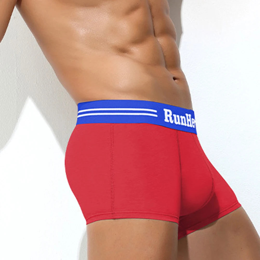 Men Cotton Boxer Briefs U Convex Pouch.