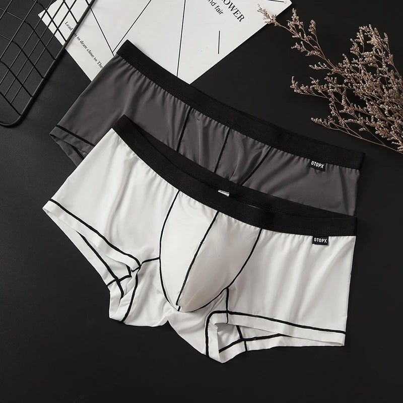 Gtopx Man Natural Thin Ice Silk U Touch Comfortable Breathable Boxer Pants Men Underwear