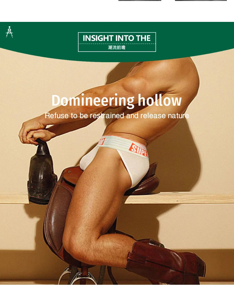 CMENIN 3pcs Cotton Mens Underwear Briefs High Cut Sexy Wide Waistband Men&