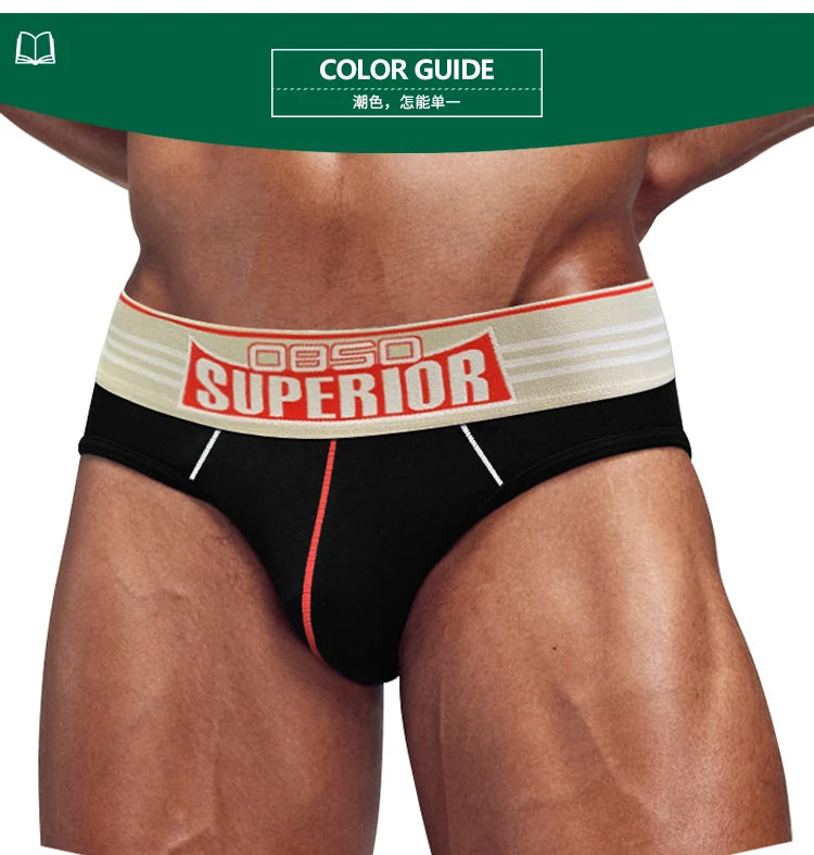 CMENIN 3pcs Cotton Mens Underwear Briefs High Cut Sexy Wide Waistband Men&