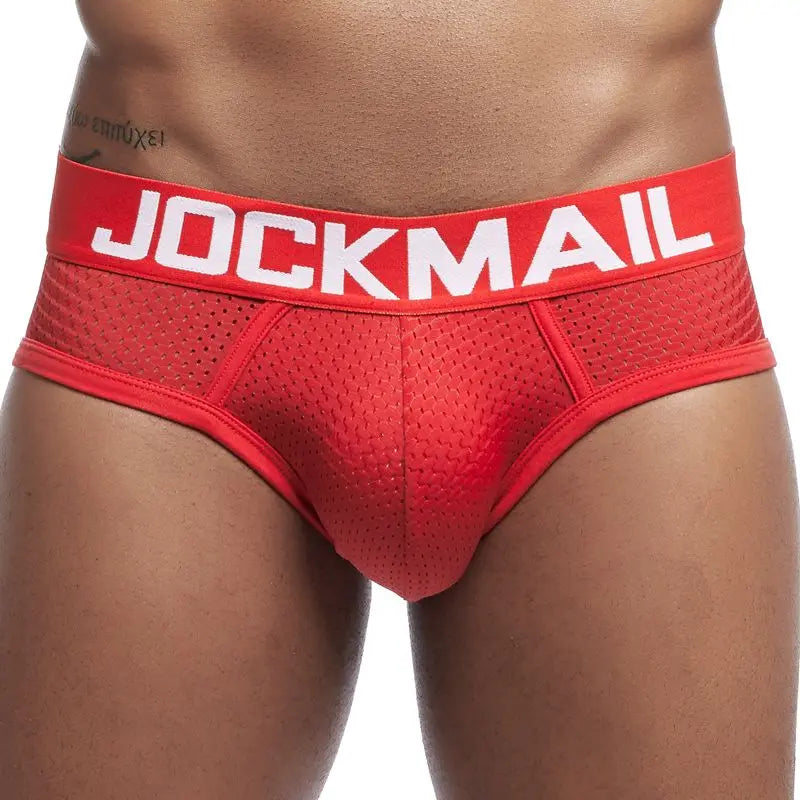 JOCKMAIL Men Mesh Boxer Briefs With Penis Pouch.