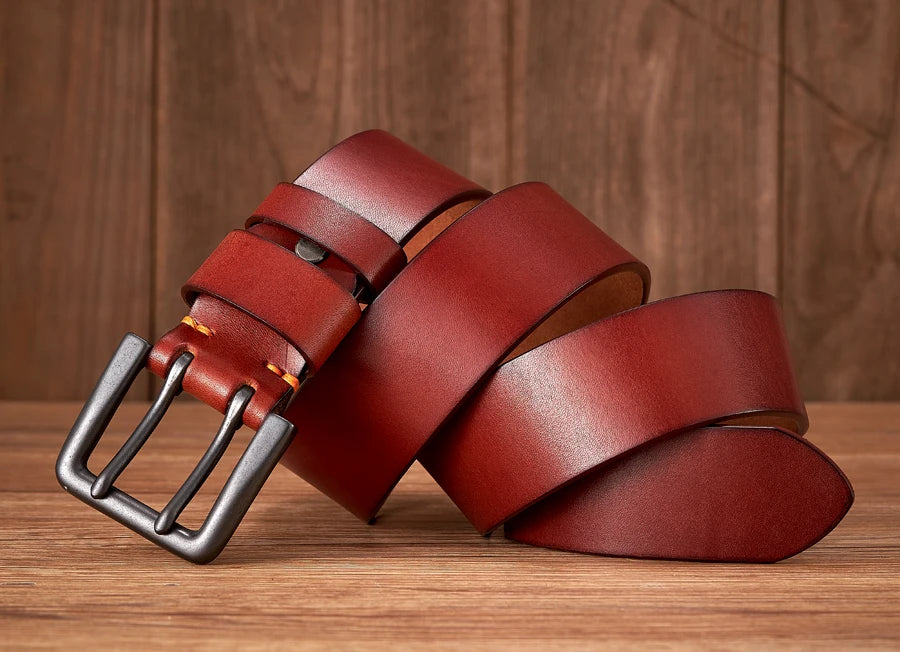 4.3cm Thick High Quality Cowskin Genuine Leather Belt For Men Luxury Designer Male Belt Double Pin Buckle Cowboy Jeans Strap