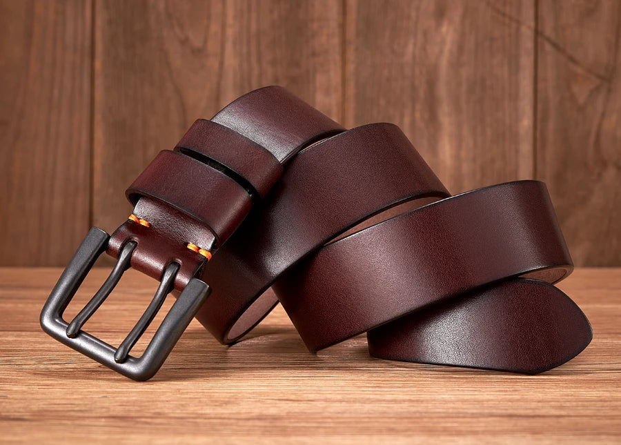 4.3cm Thick High Quality Cowskin Genuine Leather Belt For Men Luxury Designer Male Belt Double Pin Buckle Cowboy Jeans Strap