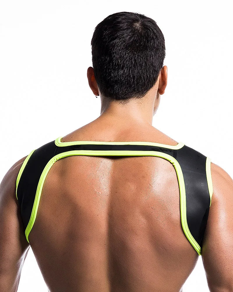 Neoprene Mens Body Chest Harness Lingerie Sexy Shoulder Bondage Straps Gay Clubwear Male Protective Gear Support Sexy Tank Top