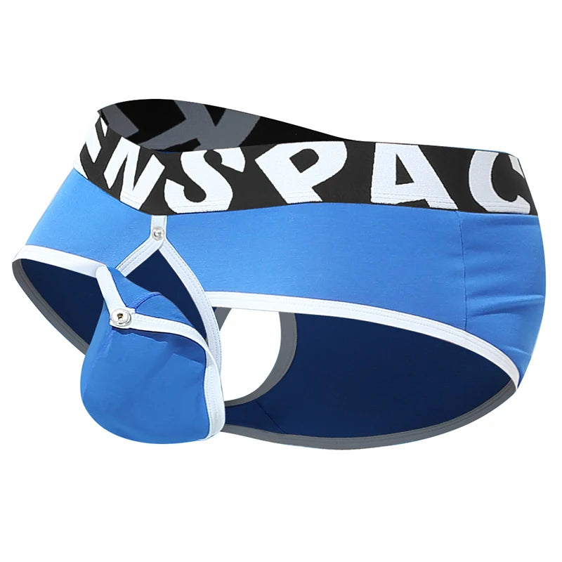 Men Underwear Open Front Back Boxers Breathable Solid Low Waist Underpants Soft and Comfortable Homme Shorts
