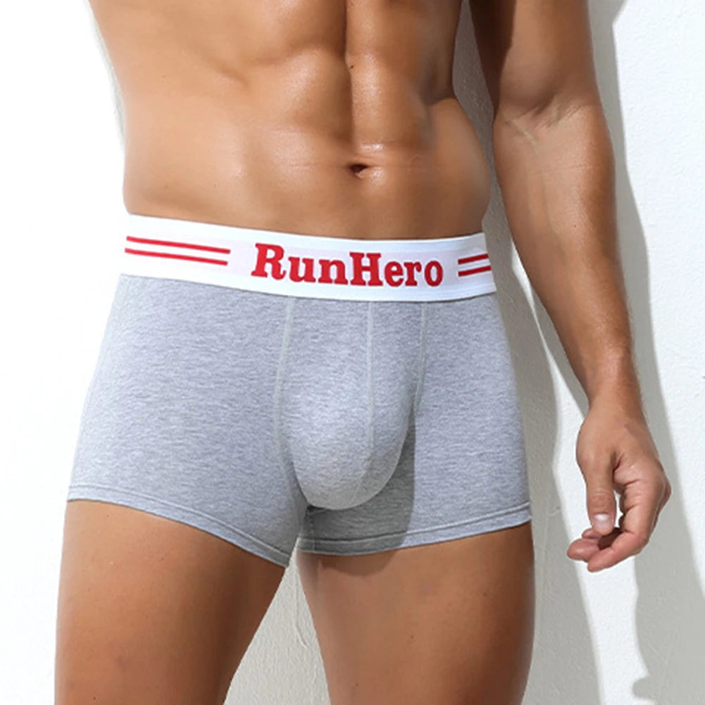 Men Cotton Boxer Briefs U Convex Pouch.