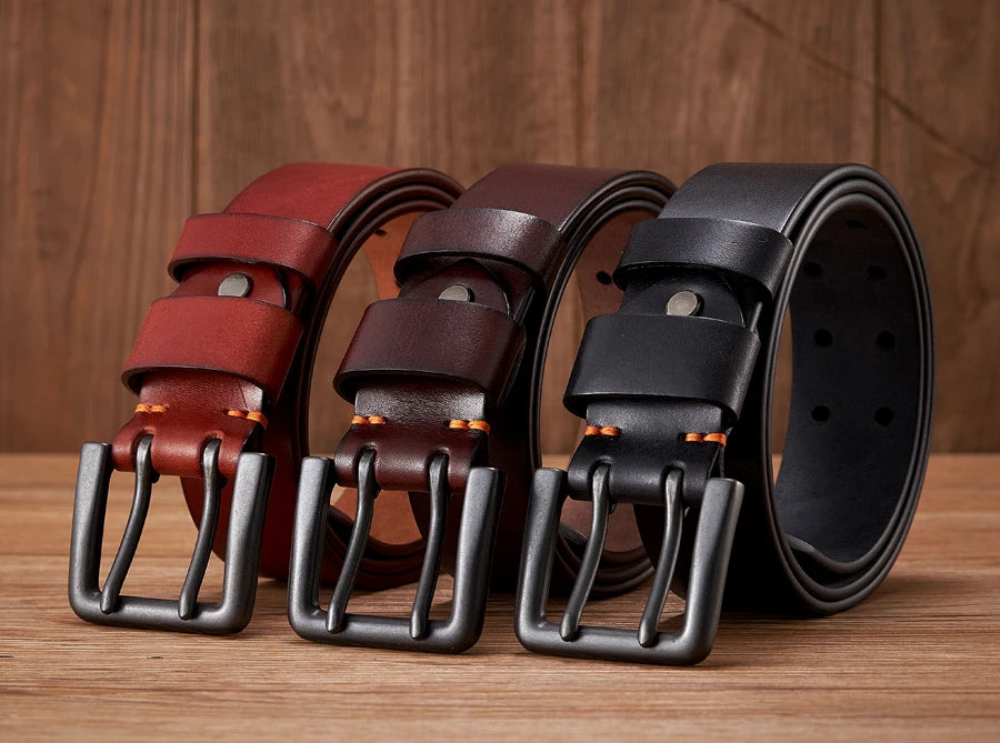 4.3cm Thick High Quality Cowskin Genuine Leather Belt For Men Luxury Designer Male Belt Double Pin Buckle Cowboy Jeans Strap