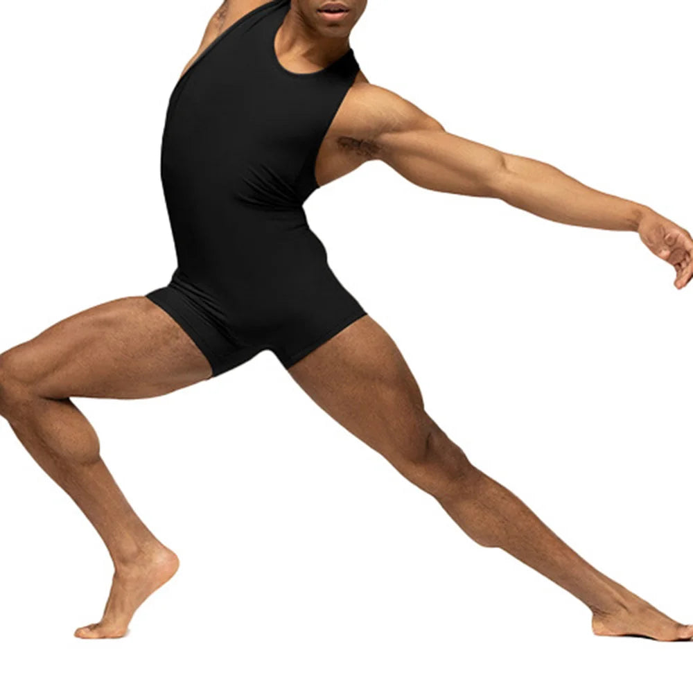 Mens Sports Tights Bodysuit Fitness Training Shaping Simple Home Gymnastics Suits Sexy Clothes Men&