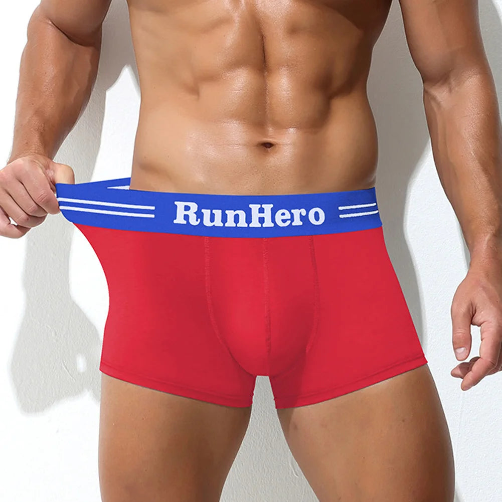 Men Cotton Boxer Briefs U Convex Pouch.