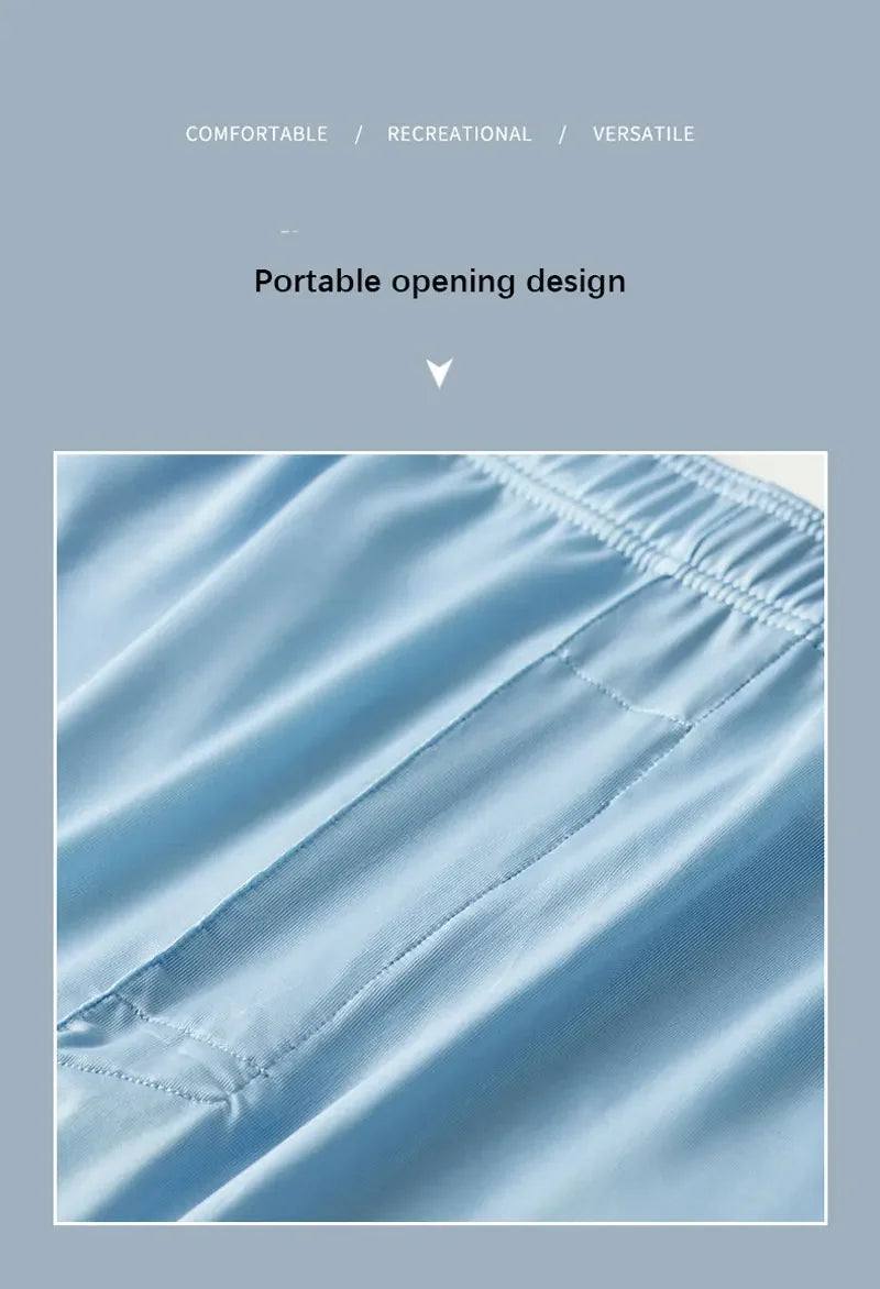 Large Size Mens Ice Silk Arrow Pants Seamless Solid Color Boxer Shorts Panties Summer Thin Loose Comfortable Sleepwear Underwear