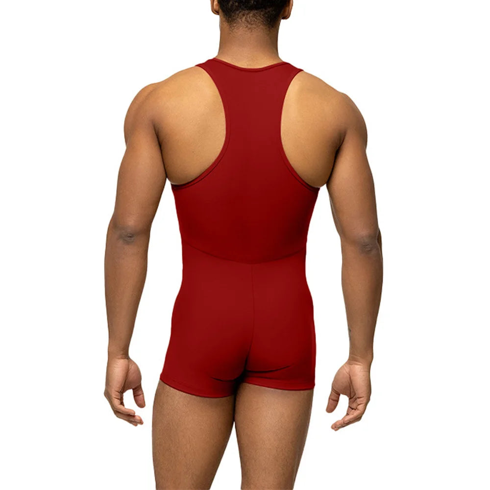 Mens Sports Tights Bodysuit Fitness Training Shaping Simple Home Gymnastics Suits Sexy Clothes Men&
