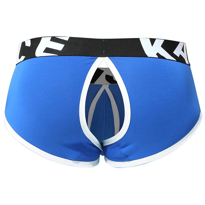 Men Underwear Open Front Back Boxers Breathable Solid Low Waist Underpants Soft and Comfortable Homme Shorts
