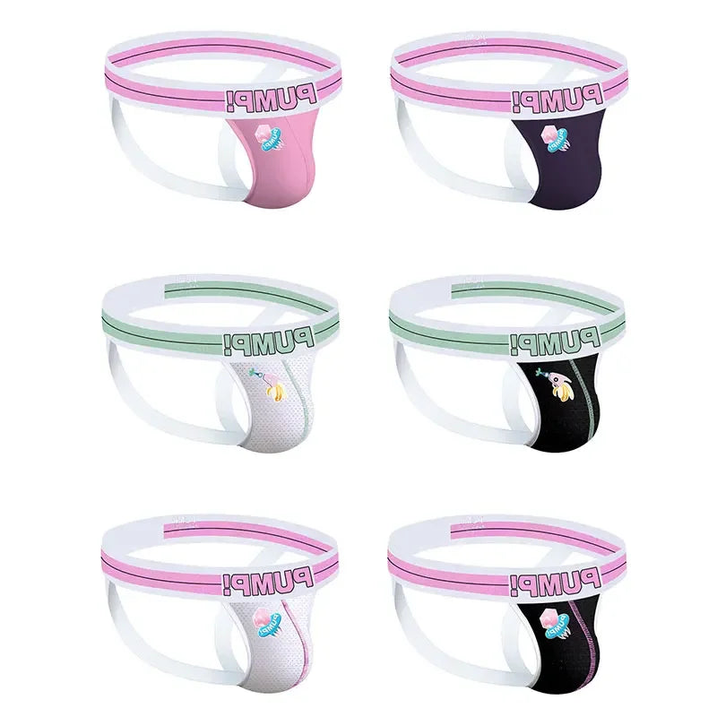 6Pcs New Arrival Cotton Soft Gay Men Sexy Underwear Thong Men Jockstrap Print Men&