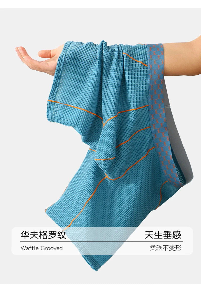 Men Underwear Boxer Shorts Homme Breathable Ice Silk Mid Waist Panites Man U Convex Pouch Long Leg Underpants Cueca Calzoncillos