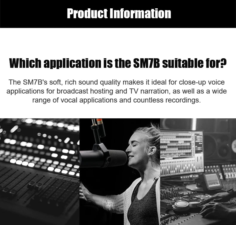 SM7B microphone sm7b dynamic microphone podcast studio set for Live/Stage Recording Podcasting cardioid Black Metal microphone