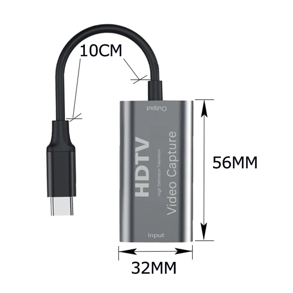 HDMI-compatible 4K USB 3.0 Video Capture Card HDMI to USB/Type-C Game Grabber Record for Switch Xbox PS4/5 Live Broadcast