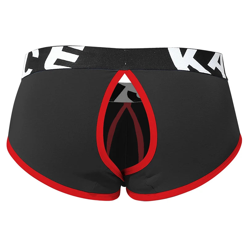 Men Underwear Open Front Back Boxers Breathable Solid Low Waist Underpants Soft and Comfortable Homme Shorts