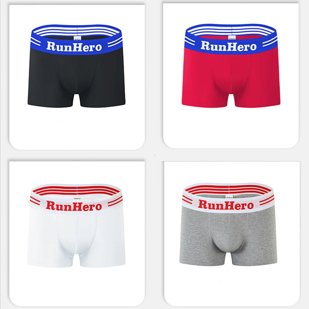Men Cotton Boxer Briefs U Convex Pouch.