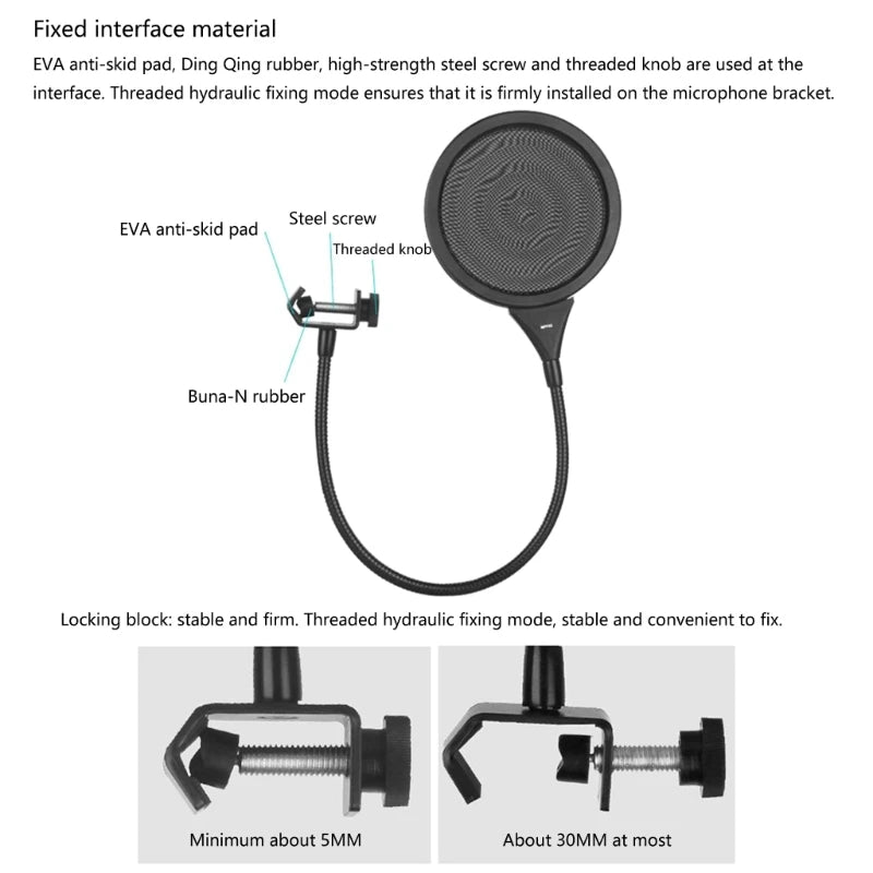 Double Layer Metal Mesh Microphone Popping Guard Microphone Blowout Filter for Enhanced Sound Quality in Recordings