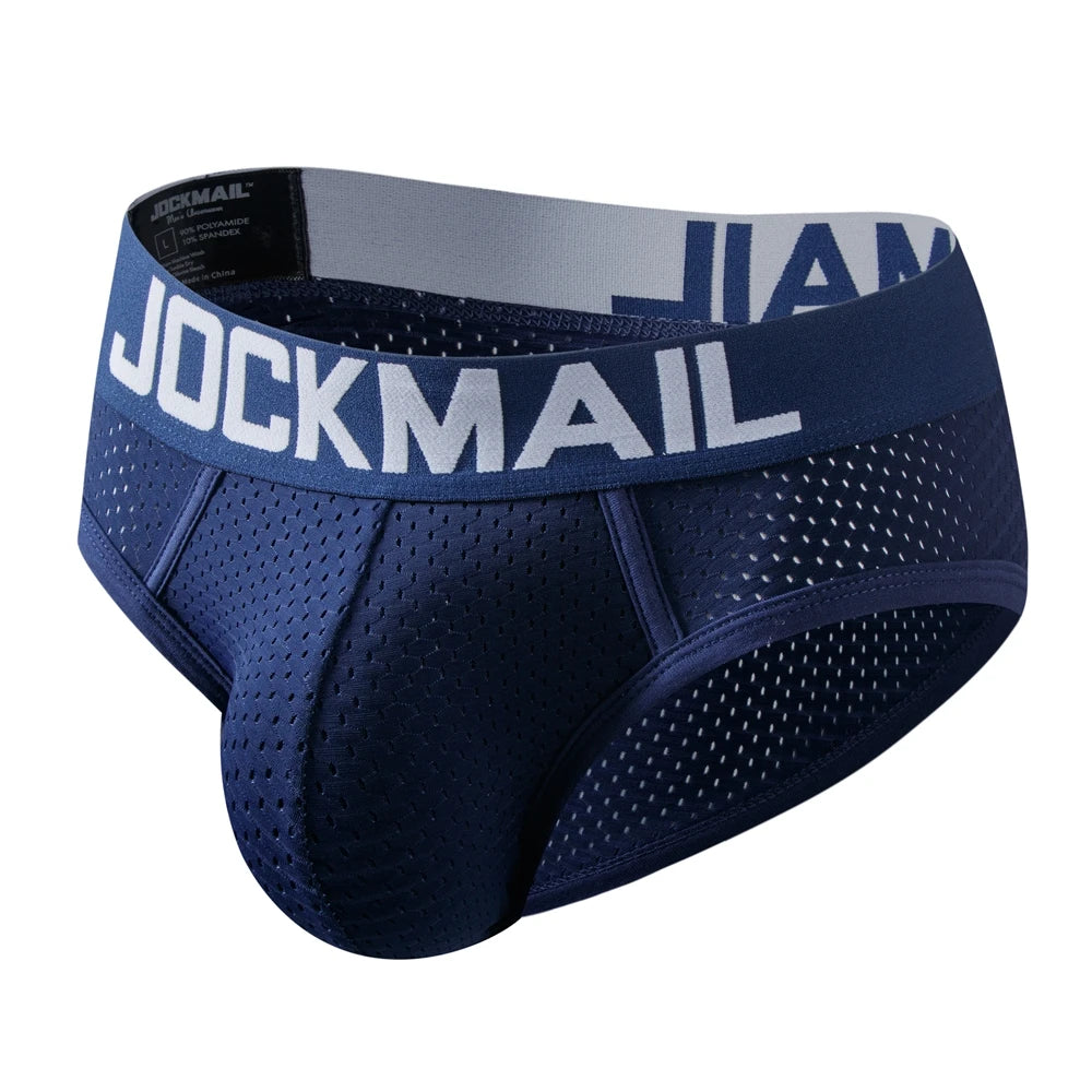 JOCKMAIL Men Mesh Boxer Briefs With Penis Pouch.