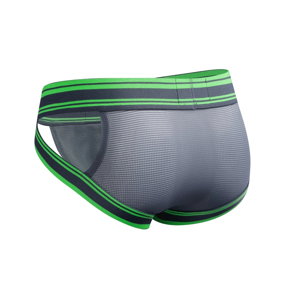 Sexy Underwear Men Briefs Low Waist Mesh Nylon Man&
