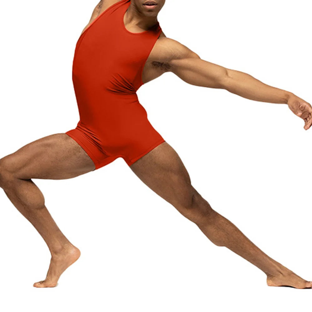 Mens Sports Tights Bodysuit Fitness Training Shaping Simple Home Gymnastics Suits Sexy Clothes Men&