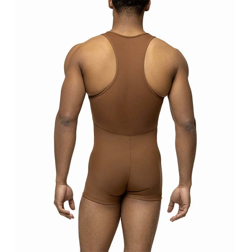 Mens Sports Tights Bodysuit Fitness Training Shaping Simple Home Gymnastics Suits Sexy Clothes Men&